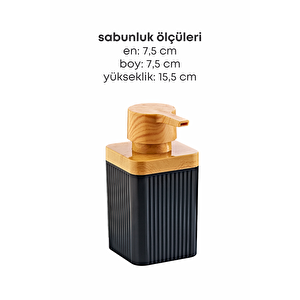 Metal Standlı Süngerli Tekli Siyah Ahşap Akrilik Bulaşık Deterjanı Sıvı Sabunluk 400 Ml-bez Askılığı