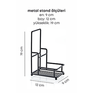 Metal Standlı Süngerli Tekli Şeffaf Ahşap Akrilik Bulaşık Deterjanı Sıvı Sabunluk -bez Askılığı