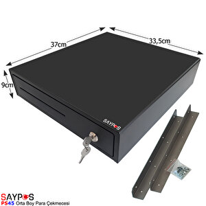 4 Banknot Gözlü Masa Altı Montaj Askılı, Pos Bağlantılı, Anahtardan Açılır Para Çekmecesi 33,5x37x9cm