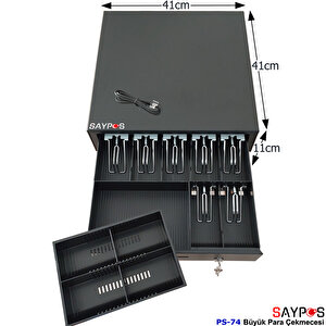 7 Banknot Gözlü Yazarkasa Pos Bağlantılı Ve Anahtardan Açılır Büyük Para Çekmecesi 41x41x11cm