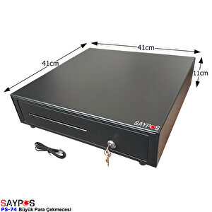 7 Banknot Gözlü Yazarkasa Pos Bağlantılı Ve Anahtardan Açılır Büyük Para Çekmecesi 41x41x11cm