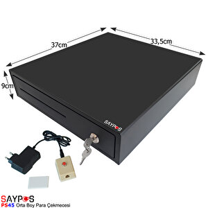 4 Banknot Gözlü Kolay Açma Buton Ve Adaptörlü, Anahtardan Açılır Orta Boy Para Çekmecesi 33,5x37x9cm