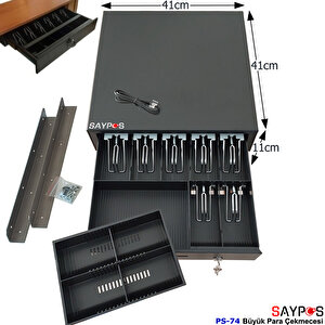 7 Banknot Gözlü Masa Altı Montaj Askılı, Pos Bağlantılı, Anahtardan Açılır Para Çekmecesi 41x41x11cm