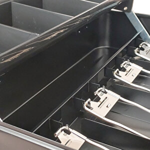 Anahtardan Açılır ve Taşıma Kulplu Para Kasası 4 Banknot 5 Madeni Para Gözlü Gizli Bölmeli 30x24x9cm