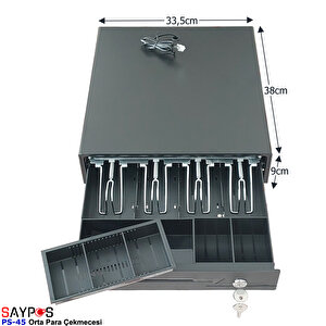 4 Banknot Gözlü Yazarkasa Pos Bağlantılı Ve Anahtardan Açılır Para Çekmecesi 33,5x38x9cm