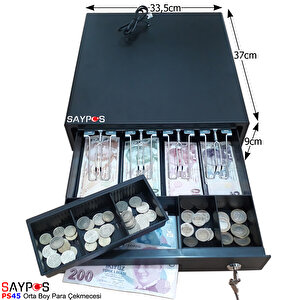 4 Banknot Gözlü Yazarkasa Pos Bağlantılı Ve Anahtardan Açılır Para Çekmecesi 33,5x37x9cm