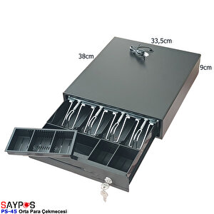 4 Banknot Gözlü Yazarkasa Pos Bağlantılı Ve Anahtardan Açılır Para Çekmecesi 33,5x38x9cm