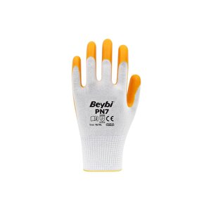 Beybi Pn7 No: 9 Polyester Astarlı Nitril Eldiven Sarı 12 Çift
