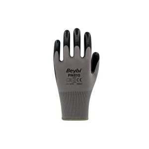 Pn810 Siyah Gri No: 10 Polyester Astarlı Nitril Eldiven 12 Çift