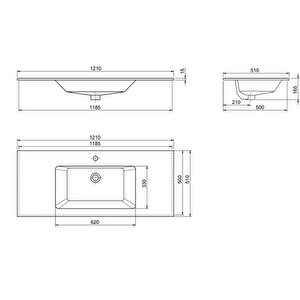 İbiza 121x51 Cm Etajerli Lavabo Tek Hazneli