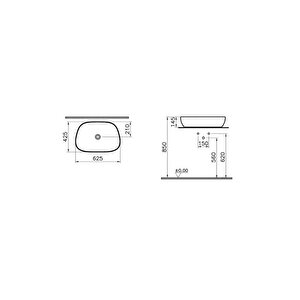 Vitra Outline Çanak Lavabo Tv Şekilli 60x41 Cm Mat Beyaz 5993b401-0016