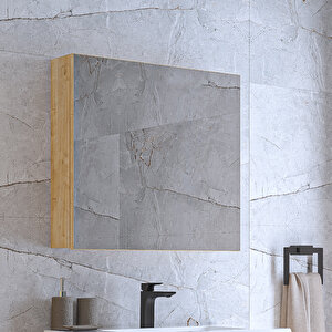Aynalı Banyo Dolabı 60 Cm Safir Meşe