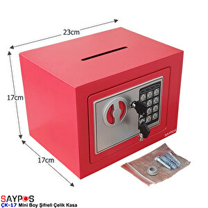 Şık Tasarımlı Atma Delikli Şifreli Çelik Kasa, Elektronik Tuşlu Değerli Eşya Para Kasası 23x17x17cm