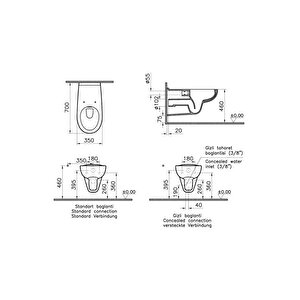 Vitra Conforma Özel İhtiyaç Rim-ex Asma Klozet 70 Cm Beyaz 5810l003-0850 Beyaz