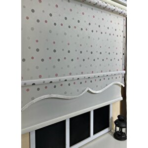 Çift Mekanizmalı Puantiyeli Tül Perde Ve Ekru Stor Perde Stb49000 V 01 110x260 cm