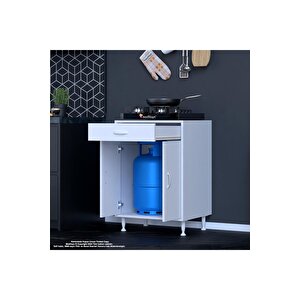 Birce L-65 X 87 X 48 Cm Set Üstü Ocak Ve Tüp Bölmeli Çekmeceli Mutfak Dolabı