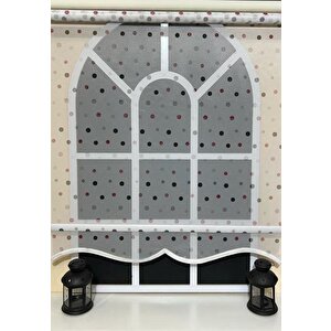 Çift Mekanizmalı Puantiyeli Tül Perde Ve Ekru Stor Perde Stb49000 V 01 30x200 cm