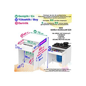 Birce Xxl-75 X 87 X 48 Cm Kapaklı Set Ocak Altı Çok Amaçlı Mutfak & Banyo Dolabı
