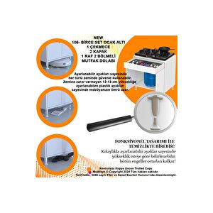 Birce Xl-70 X 87 X 48 Cm Kapaklı Set Ocak Altı Çok Amaçlı Mutfak & Banyo Dolabı