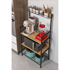 Ludlow Metal Sepetli Mutfak Bangosu Kahve Köşesi Mutfak Standı Airfryer Mikrodalga Kahve Makinesi Organizer Lu05-sm