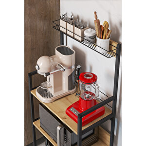 Ludlow Metal Sepetli Mutfak Bangosu Kahve Köşesi Mutfak Standı Airfryer Mikrodalga Kahve Makinesi Organizer Lu05-sm