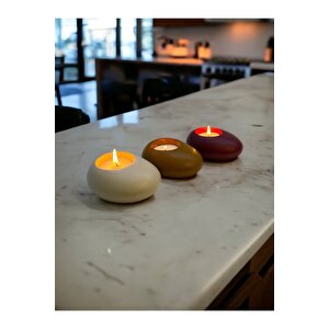 Three Drops Minimal Dekoratif Beton Tealight Mumluk 3'lü Set