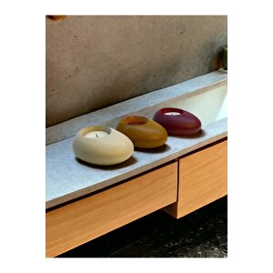 Three Drops Minimal Dekoratif Beton Tealight Mumluk 3'lü Set
