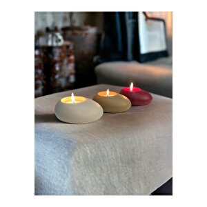 Three Drops Beton Tealight Mumluk 3'lü Set | Alaçatı-vizon-bordo |