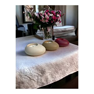 Three Drops Beton Tealight Mumluk 3'lü Set | Alaçatı-vizon-bordo |