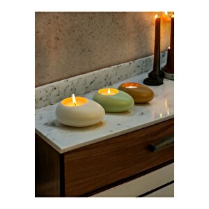 Three Drops Minimal Dekoratif Beton Tealight Mumluk 3'lü Set  Alaçatı-mint Yeşil-karamel