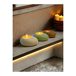Three Drops Minimal Dekoratif Beton Tealight Mumluk 3'lü Set  Alaçatı-mint Yeşil-karamel