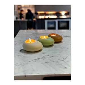 Three Drops Minimal Dekoratif Beton Tealight Mumluk 3'lü Set  Alaçatı-mint Yeşil-karamel