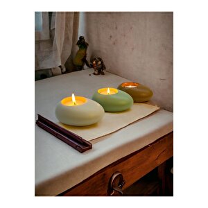 Three Drops Minimal Dekoratif Beton Tealight Mumluk 3'lü Set  Alaçatı-mint Yeşil-karamel
