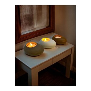 Three Drops Minimal Dekoratif Beton Tealight Mumluk 3'lü Set  Vizon-beyaz-karamel