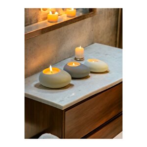 Three Drops Minimal Dekoratif Beton Tealight Mumluk 3'lü Set  Alaçatı-gri-beyaz