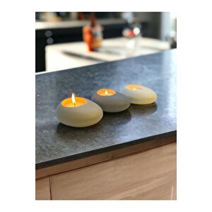 Three Drops Minimal Dekoratif Beton Tealight Mumluk 3'lü Set  Alaçatı-gri-beyaz