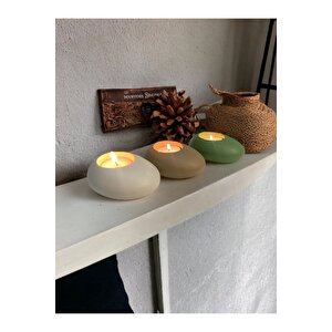 Three Drops Beton Tealight Mumluk 3'lü Set | Alaçatı-vizon-avokado |