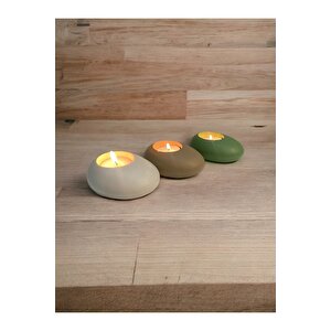 Three Drops Beton Tealight Mumluk 3'lü Set | Alaçatı-vizon-avokado |
