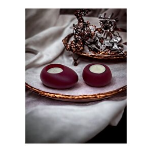 Drop&spot Minimal Dekoratif Beton Tealight Mumluk 2'li Set Bordo