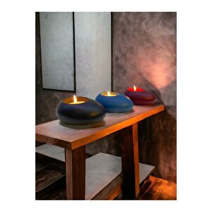 Three Drops Minimal Dekoratif Beton Tealight Mumluk 3'lü Set | Siyah-bordo-mavi |