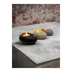 Three Drops Minimal Dekoratif Beton Tealight Mumluk 3'lü Set | Siyah-vizon-gri |