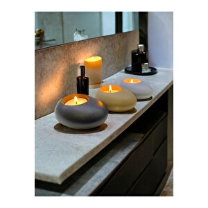 Three Drops Minimal Dekoratif Beton Tealight Mumluk 3'lü Set | Siyah-vizon-gri |