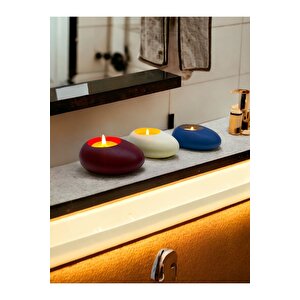 Three Drops Minimal Dekoratif Beton Tealight Mumluk 3'lü Set  Bordo-beyaz-mavi