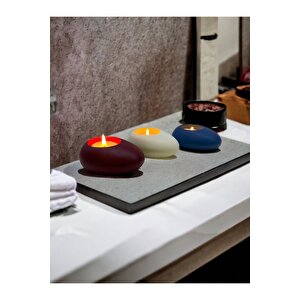Three Drops Minimal Dekoratif Beton Tealight Mumluk 3'lü Set  Bordo-beyaz-mavi
