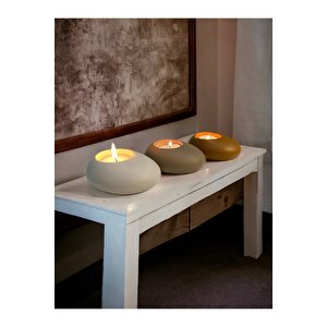 Three Drops Beton Tealight Mumluk 3'lü Set | Alaçatı-vizon-karamel |