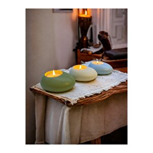 Three Drops Minimal Dekoratif Beton Tealight Mumluk 3'lü Set | Mint Yeşil-beyaz-baby Blue |