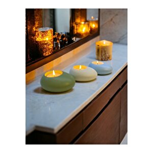 Three Drops Minimal Dekoratif Beton Tealight Mumluk 3'lü Set | Mint Yeşil-beyaz-baby Blue |