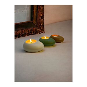 Three Drops Beton Tealight Mumluk 3'lü Set | Alaçatı-avokado-karamel |