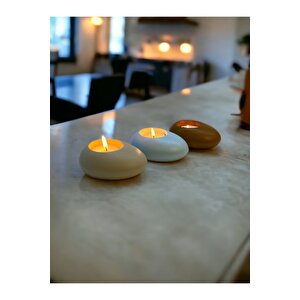 Three Drops Dekoratif Beton Tealight Mumluk 3'lü Set | Alaçatı-baby Blue-karamel |