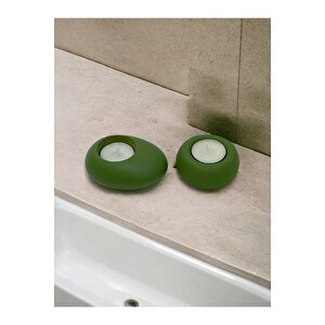 Drop&spot Minimal Dekoratif Beton Tealight Mumluk 2'li Set Yeşil